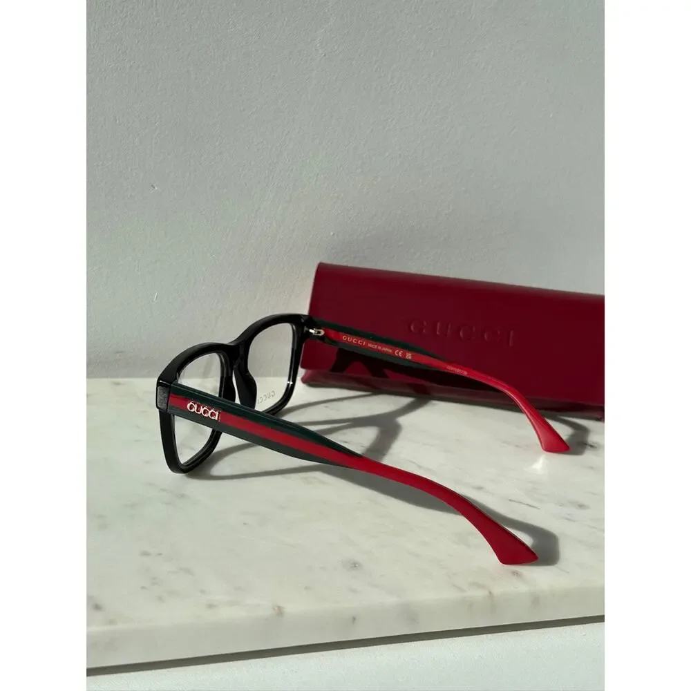 NEW Gucci GG1870O Black Striped Temple Eyeglasses Frames